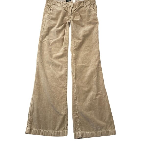 J.Crew Womens Pants Size 6 Low Fit Khaki Velour Flared Leg Classic Casual Retro - Picture 1 of 15